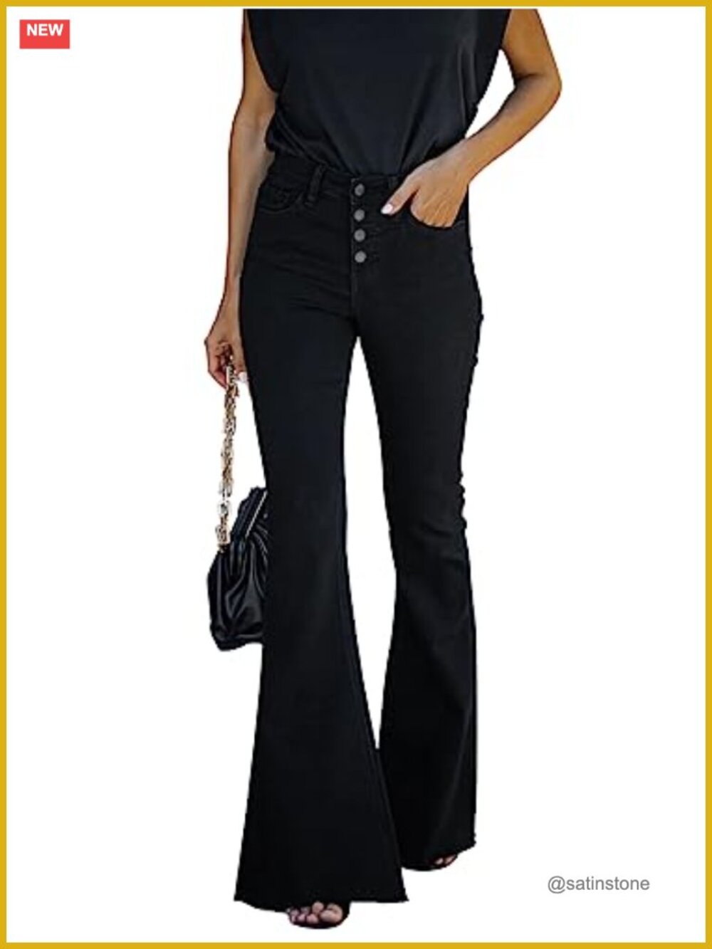High Rise Flare Wide Leg Bootcut Stretchy Denim Jeans Frayed Hem
